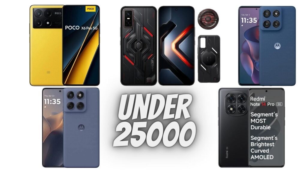 Best Gaming Phone Under ₹25,000 (2025), Comparison chart of best gaming phones under ₹25,000 in 2025