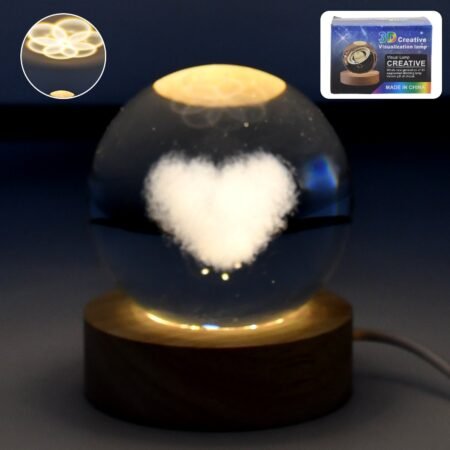Heart 3D Crystal Ball lamps With Base (1 Pc)