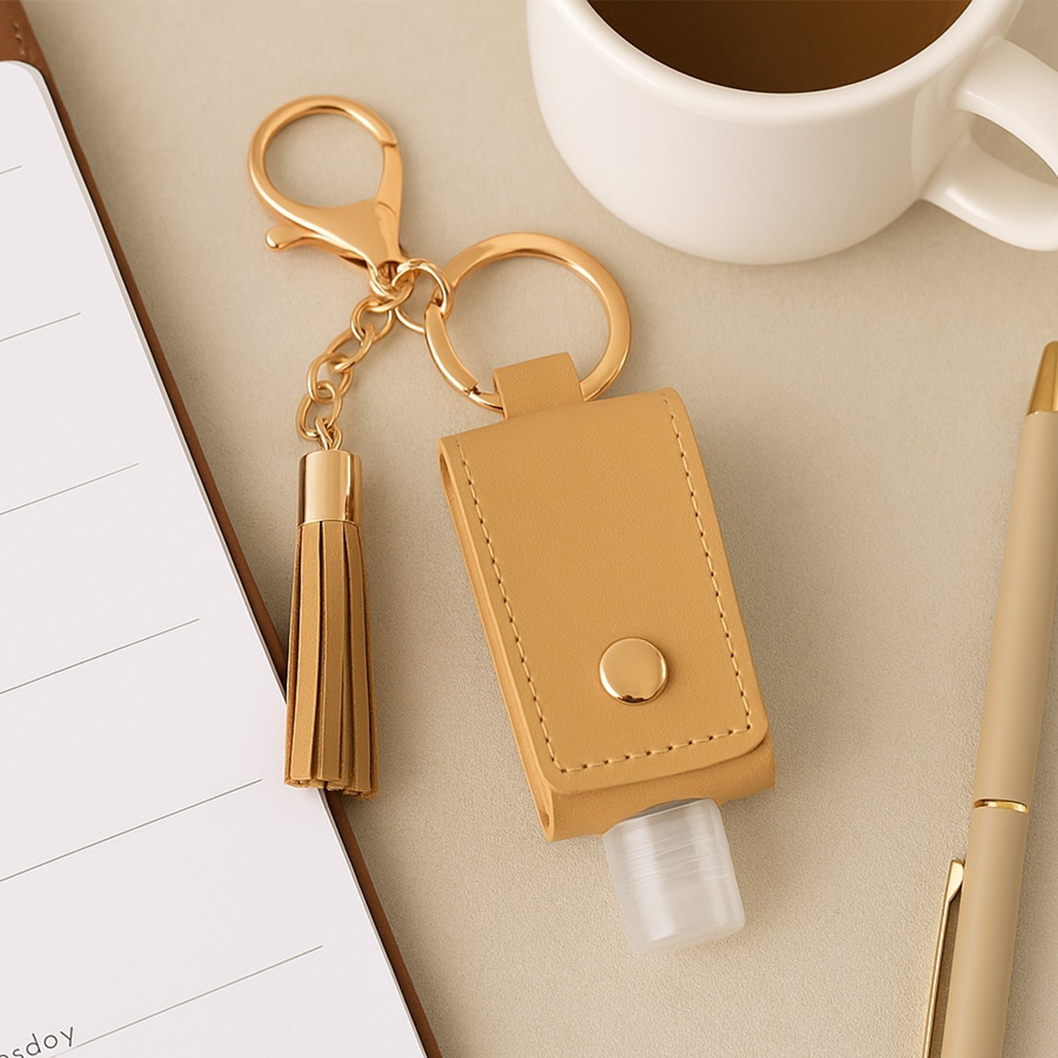 Portable Hand Sanitizer Holder Keychain with Tassel (1 Pc)