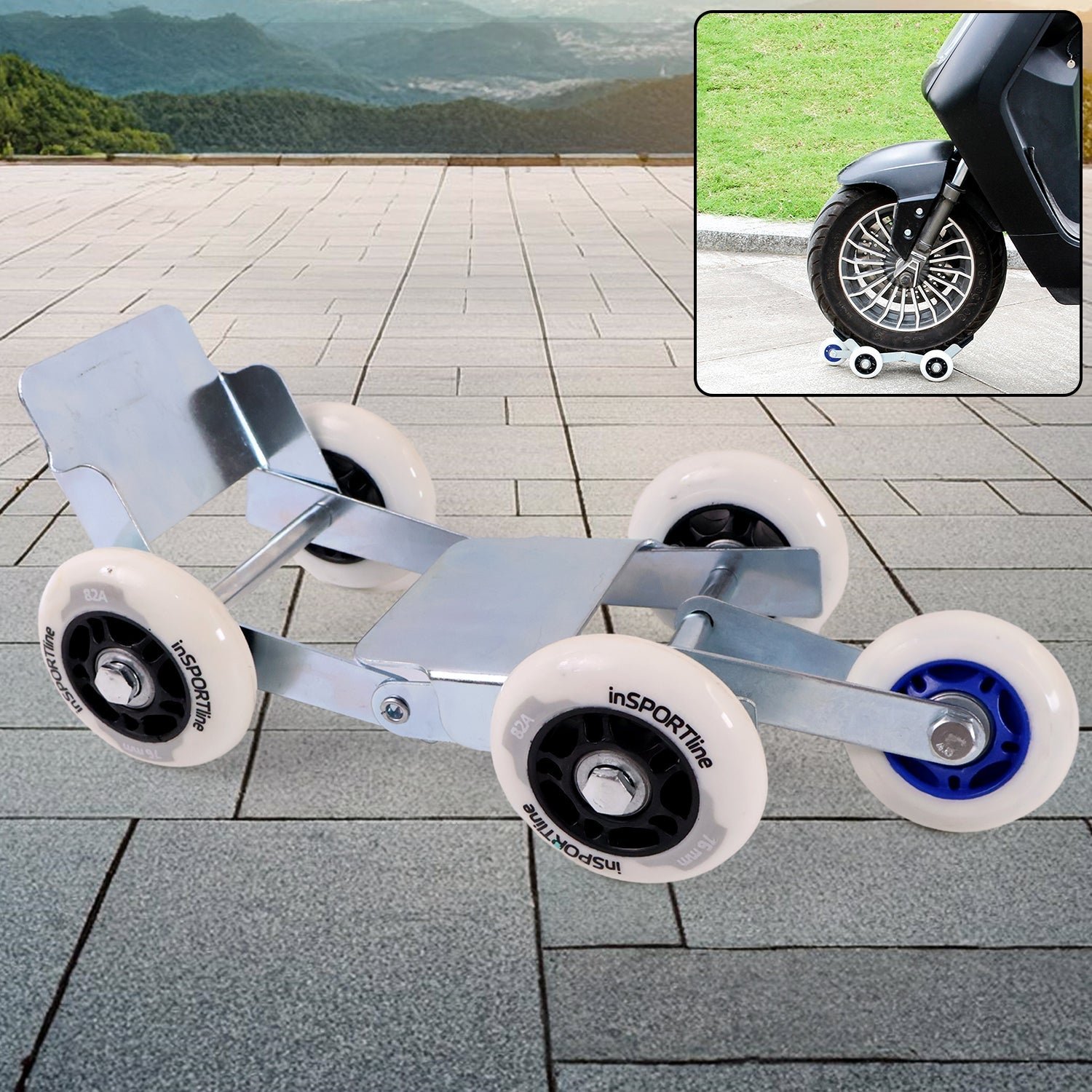 Universal Scooter/Bike Parking Support Roller with Heavy-Duty Wheels (1 Pc)