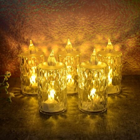 LED Crystal Effect Flameless Candle Light Set (5 Pc)
