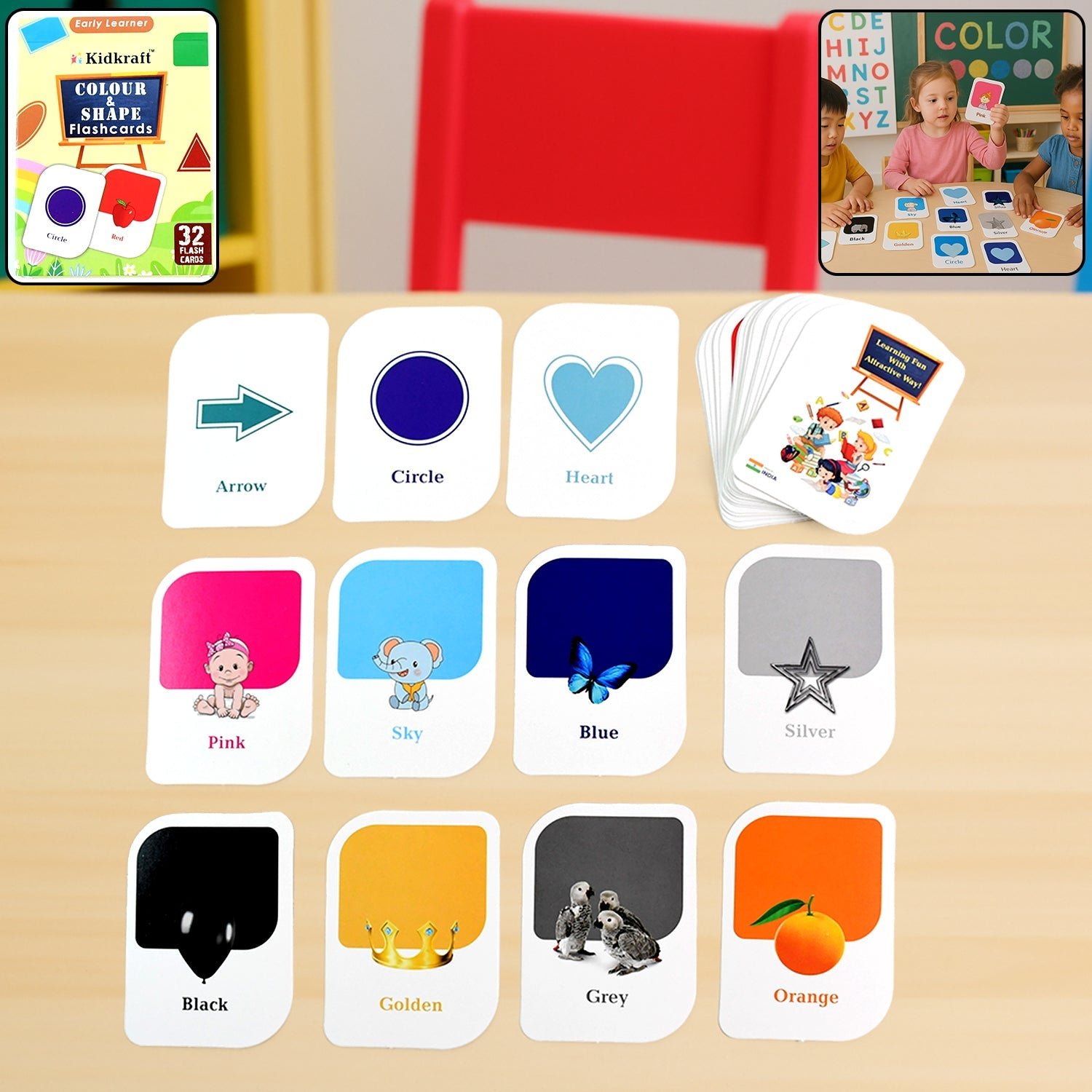 Kidkraft Early Learner 32-Piece Color & Shape Flashcard Set