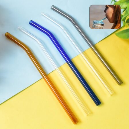 Reusable Glass Straws Clear Glass Drinking Straw (5 pcs Set)