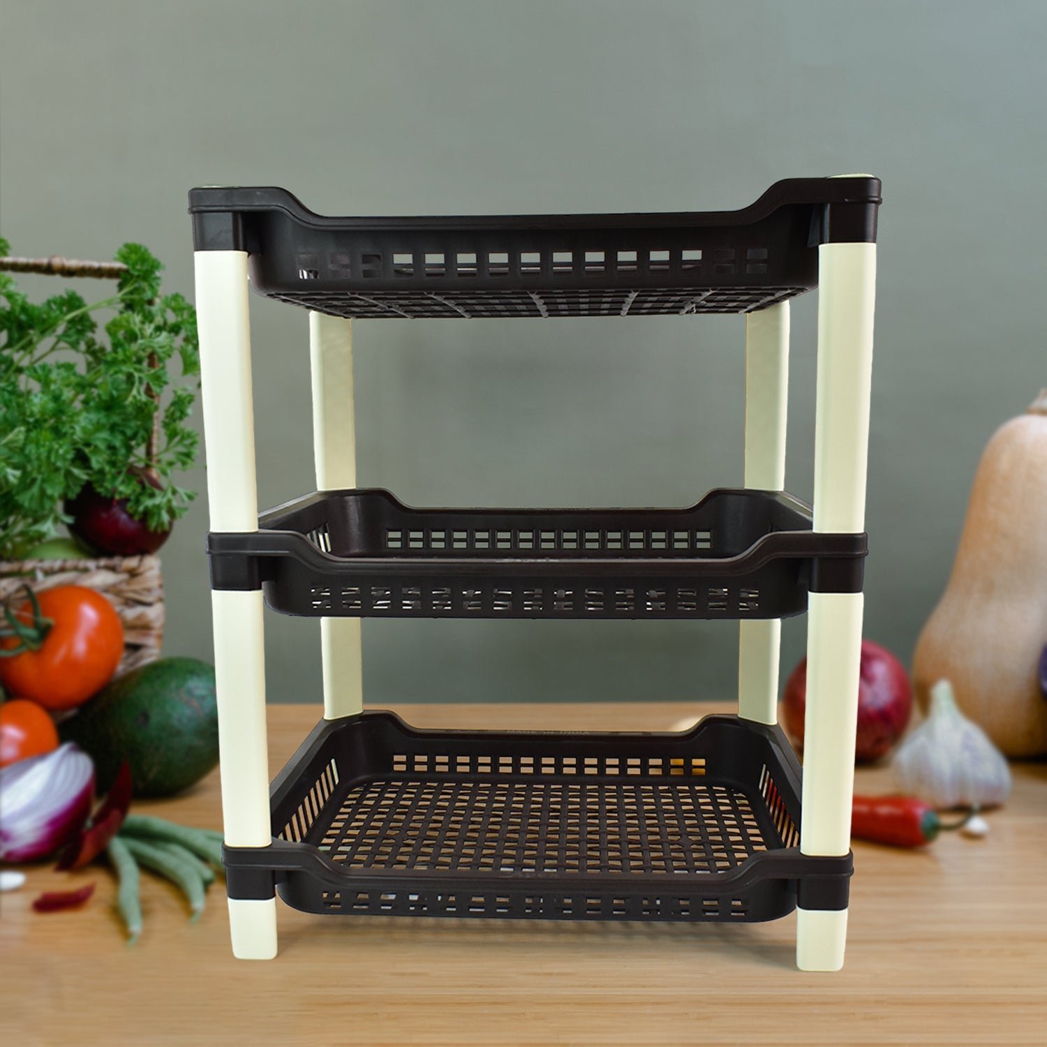 Apex Big Multi use Plastic Storage Rack – 3-Tier (1 Pc)