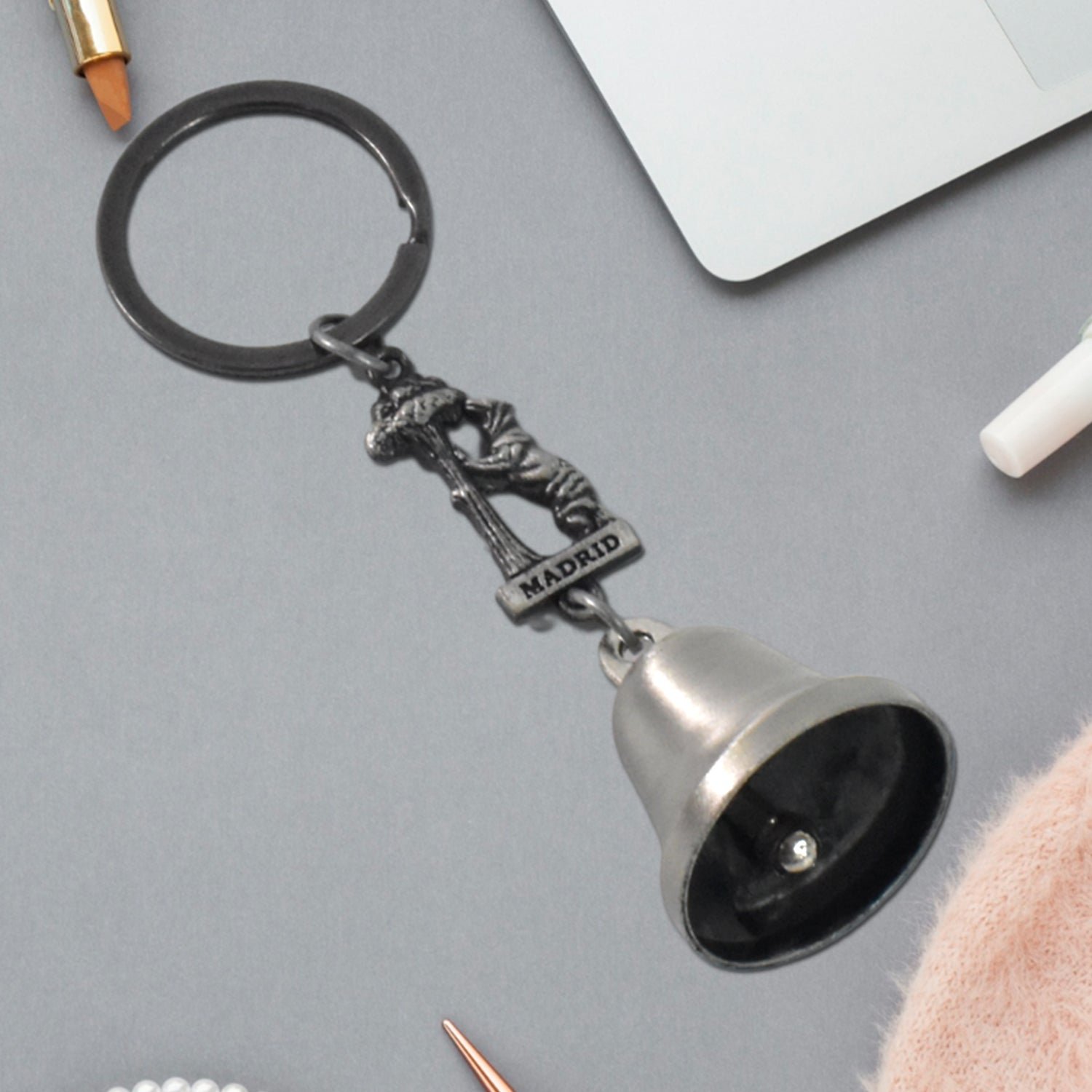 Metal Small Temple Bell Keychain, Motorcycle Bell Keychain (1 Pc / Mix Color)