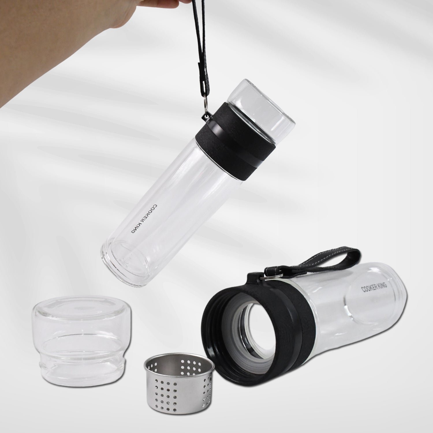 Outdoor Sport Glass Water Bottle With Steel Lid / 500 Ml Approx)