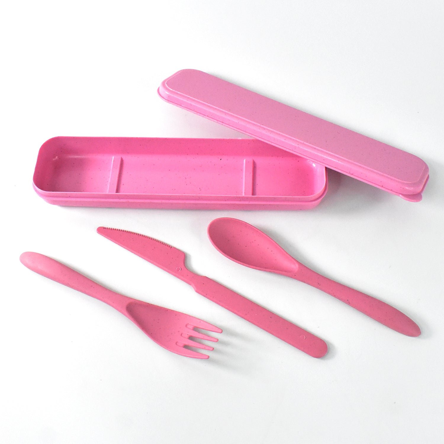 4 in 1 Travel Utensils Plastic Spoons and Forks Sets for Lunch Box (3 Pc With Case)