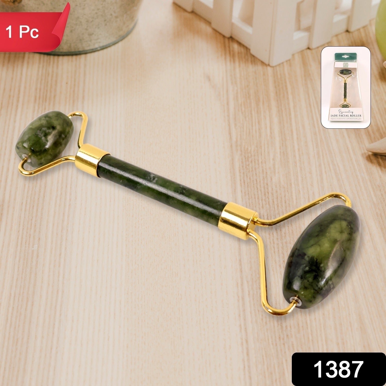 Dual-Headed Jade Facial Massage Roller (1 Pc)