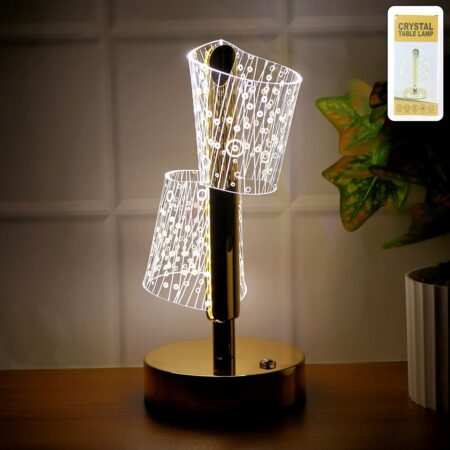 Luxury Crystal LED Double Shade Table Lamp (1 Pc)
