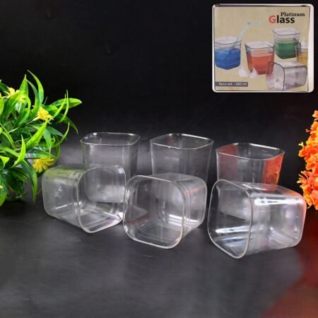 6pc Transparent Diamond Medium Serving Glass Set, Glass Set for Water, Juice etc