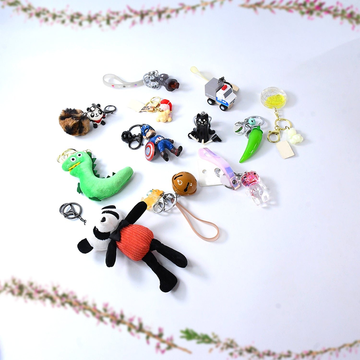 Mix Design & Size Keychain - Durable & Stylish Accessory (1 Pc / Mix Color)