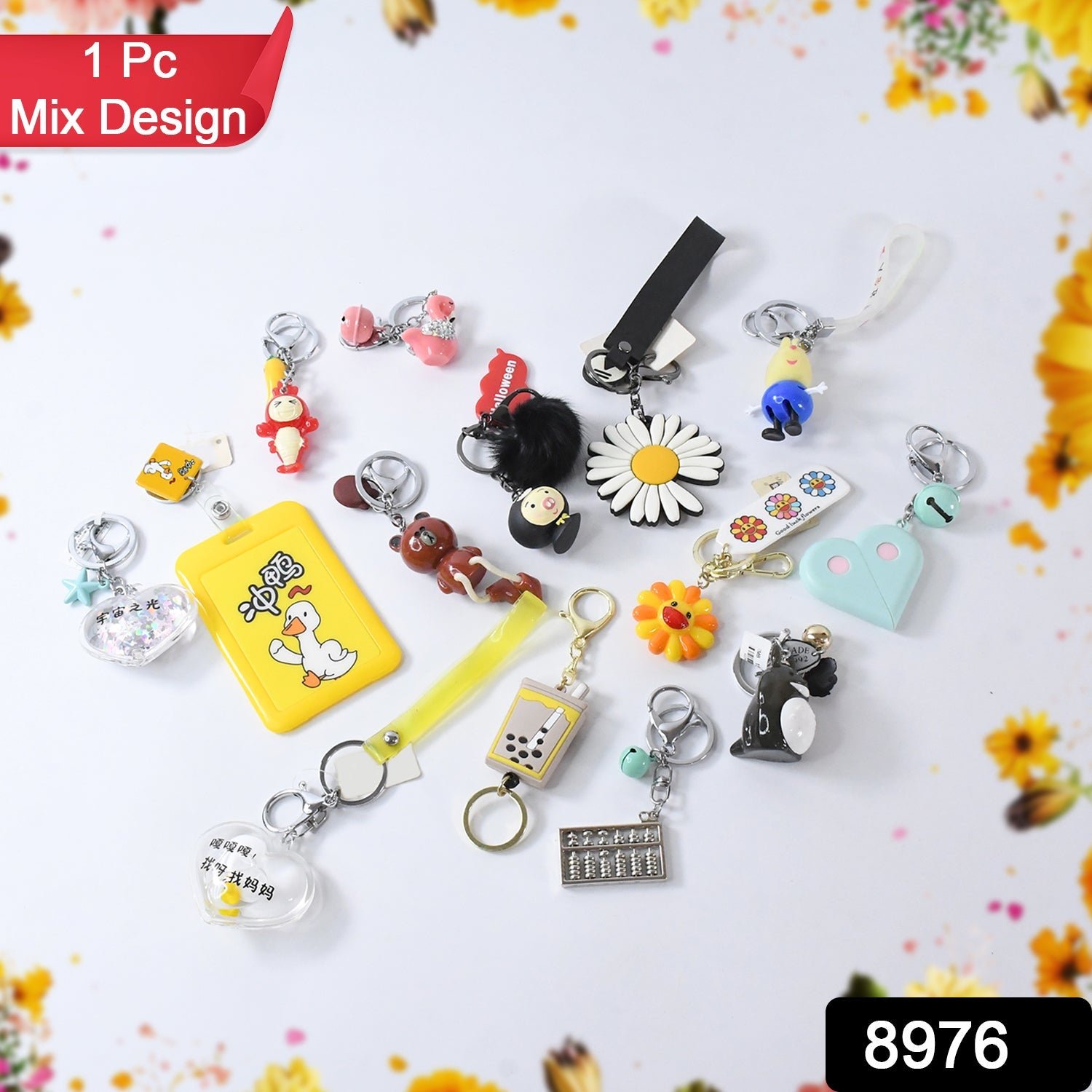 Mix Design & Size Keychain - Durable & Stylish Accessory (1 Pc / Mix Color)