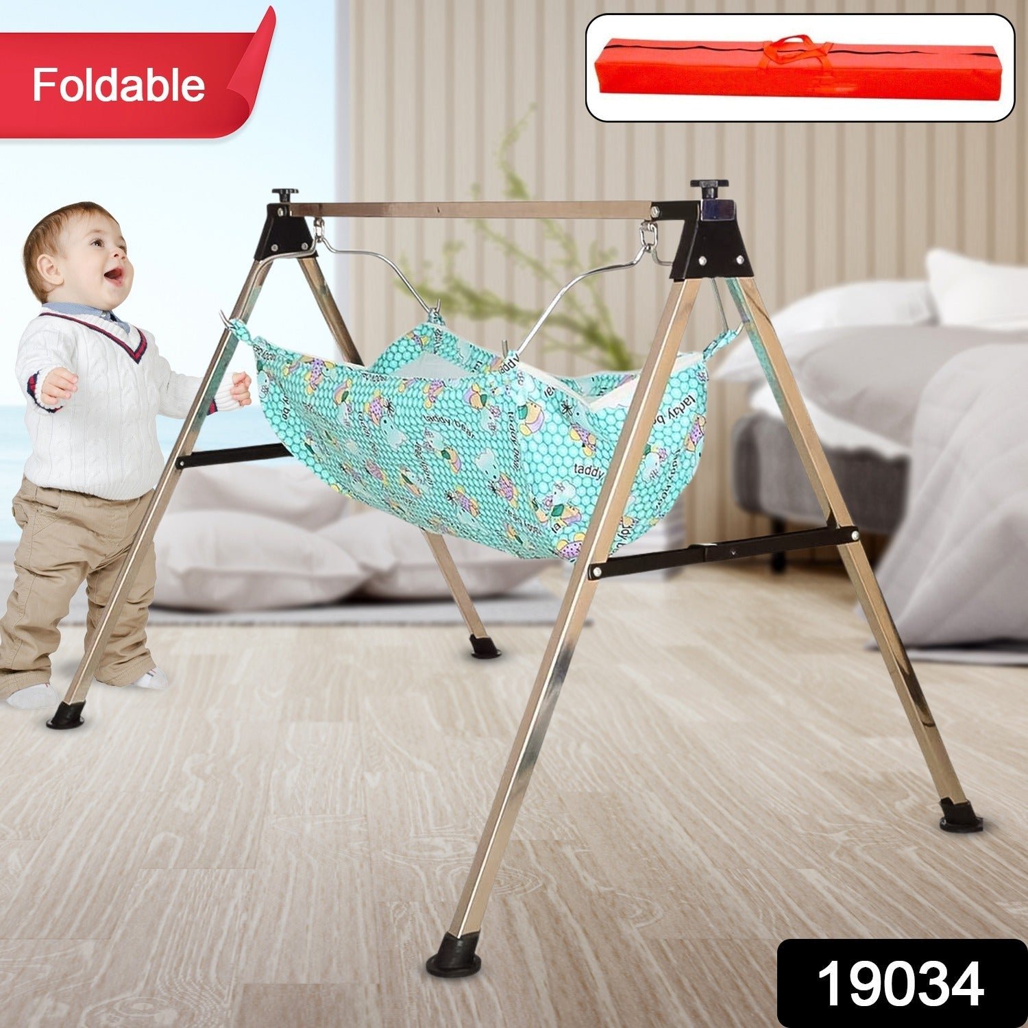 Baby Boy's and Girl's Portable Folding Swing Stainless Steel Stand (1 Pc)