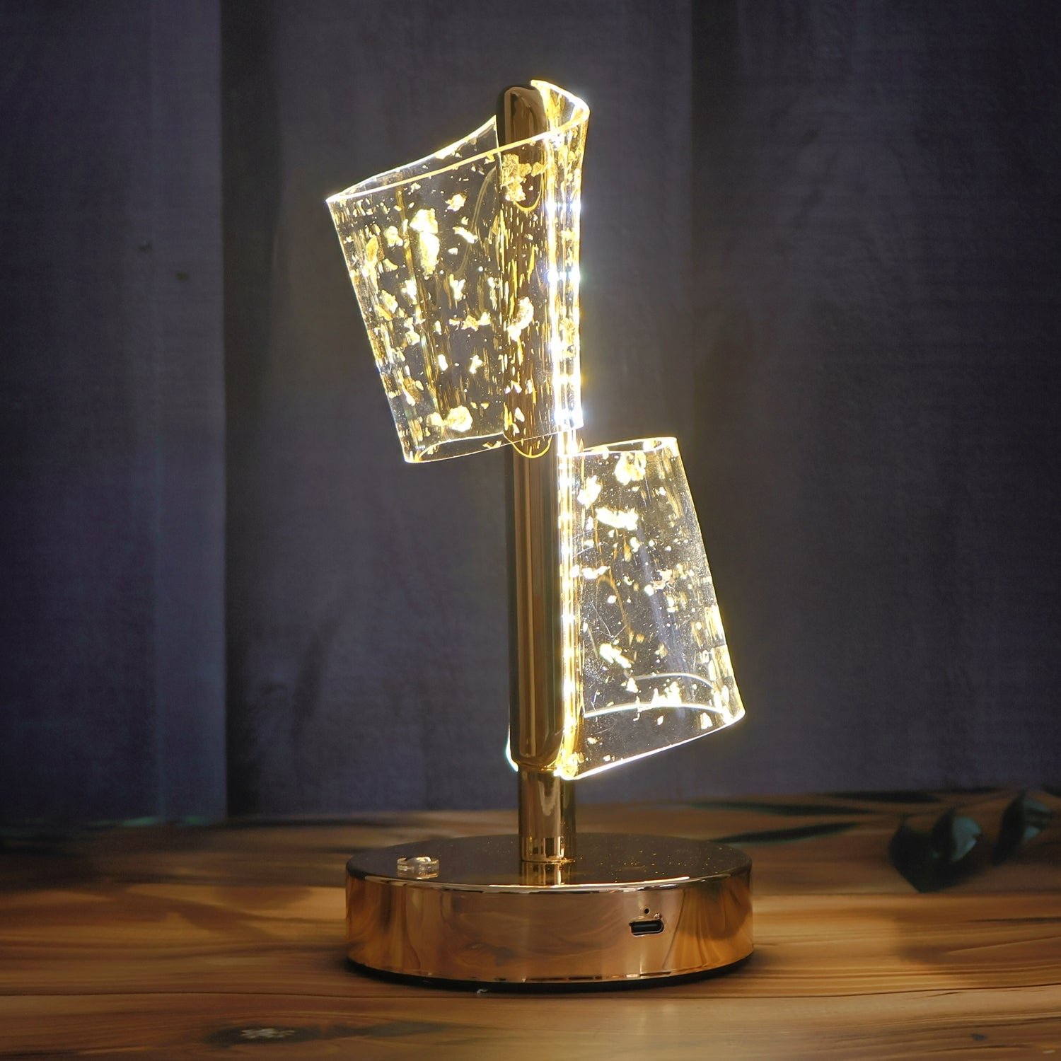 Luxury Golden Crystal LED Double Shade Table Lamp (1 Pc)