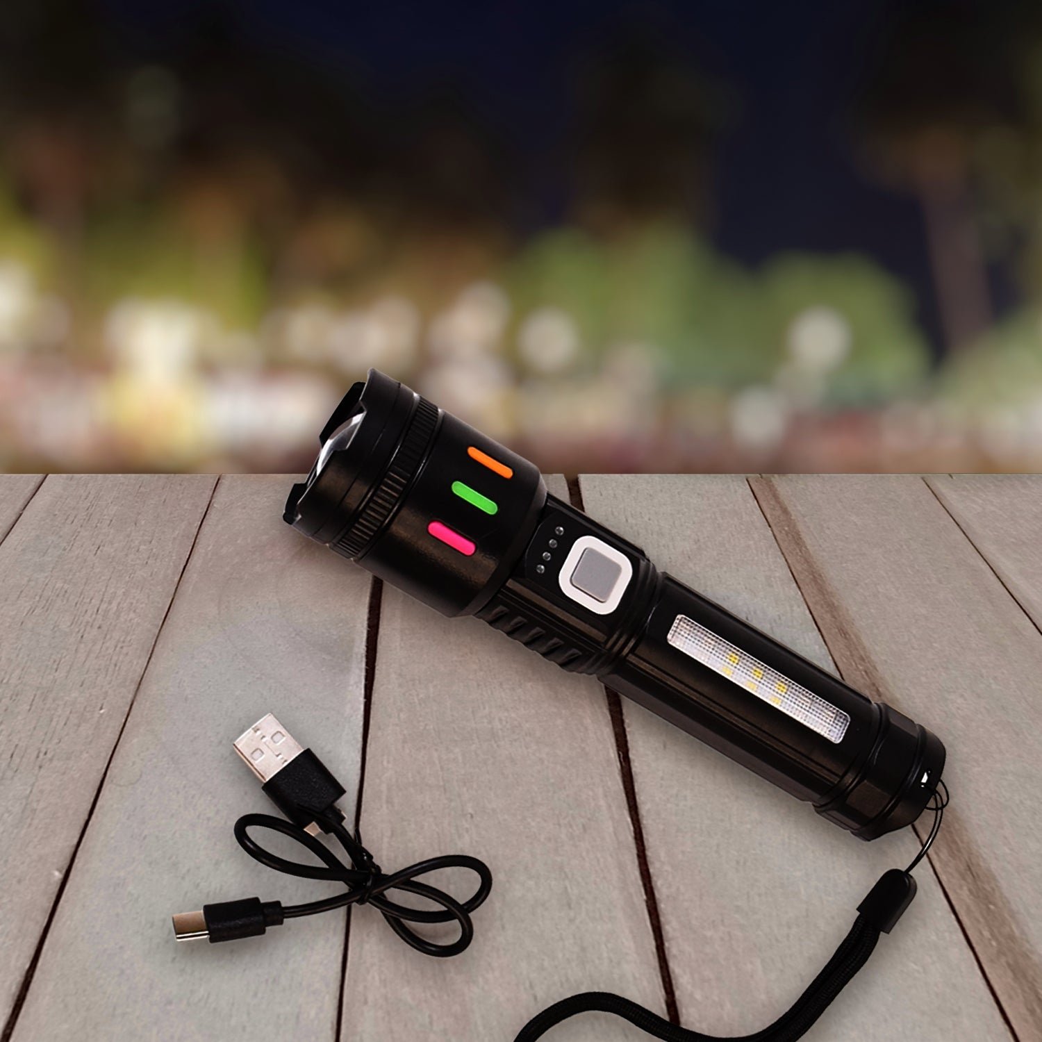 Led Torch High Lumens Fast Charging Flashlight / Torch with Far & Near Zoom (1 Pc)