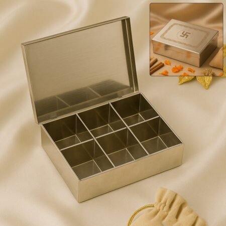 Multipurpose Premium Stainless Steel Jewelry Storage Organizer Box with 6 Compartments (1 Pc)