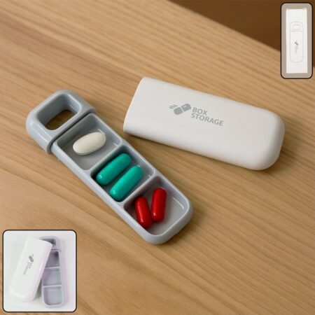 Portable 1 Pc Pill Storage Box with 3 Compartments