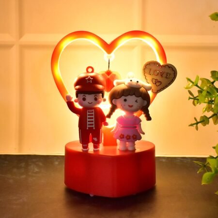 Cute Romantic Couple Love Showpiece with Heart Frame (1 Pc)