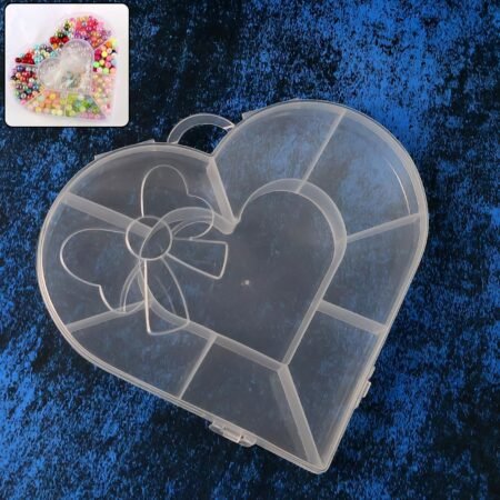 Heart-Shaped Plastic Bead Storage Organizer Box (1 Pc)