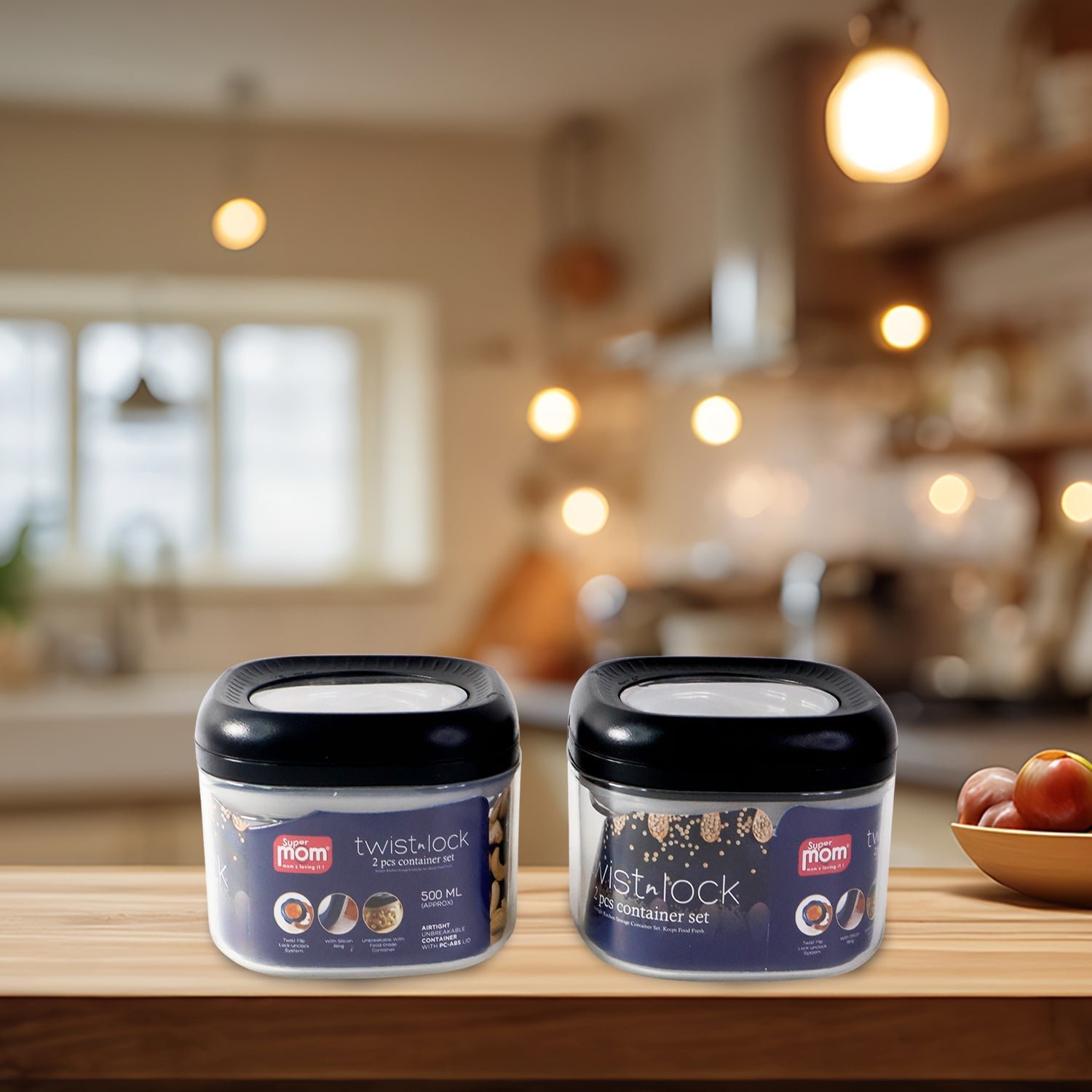 Supermom Plastic Twist & Lock Storage Container Set (500ML / 2 Pc )