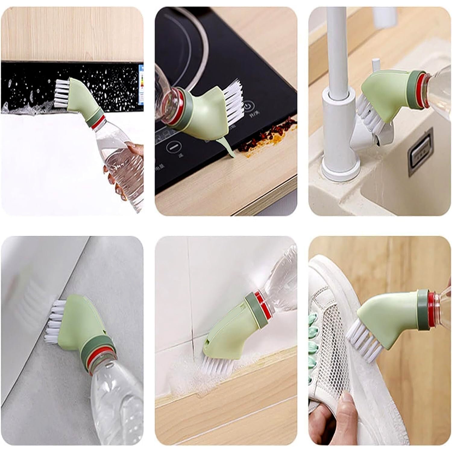 Multipurpose Bottle-Connectable Cleaning Brush with Built-In Scraper (1 Pc)