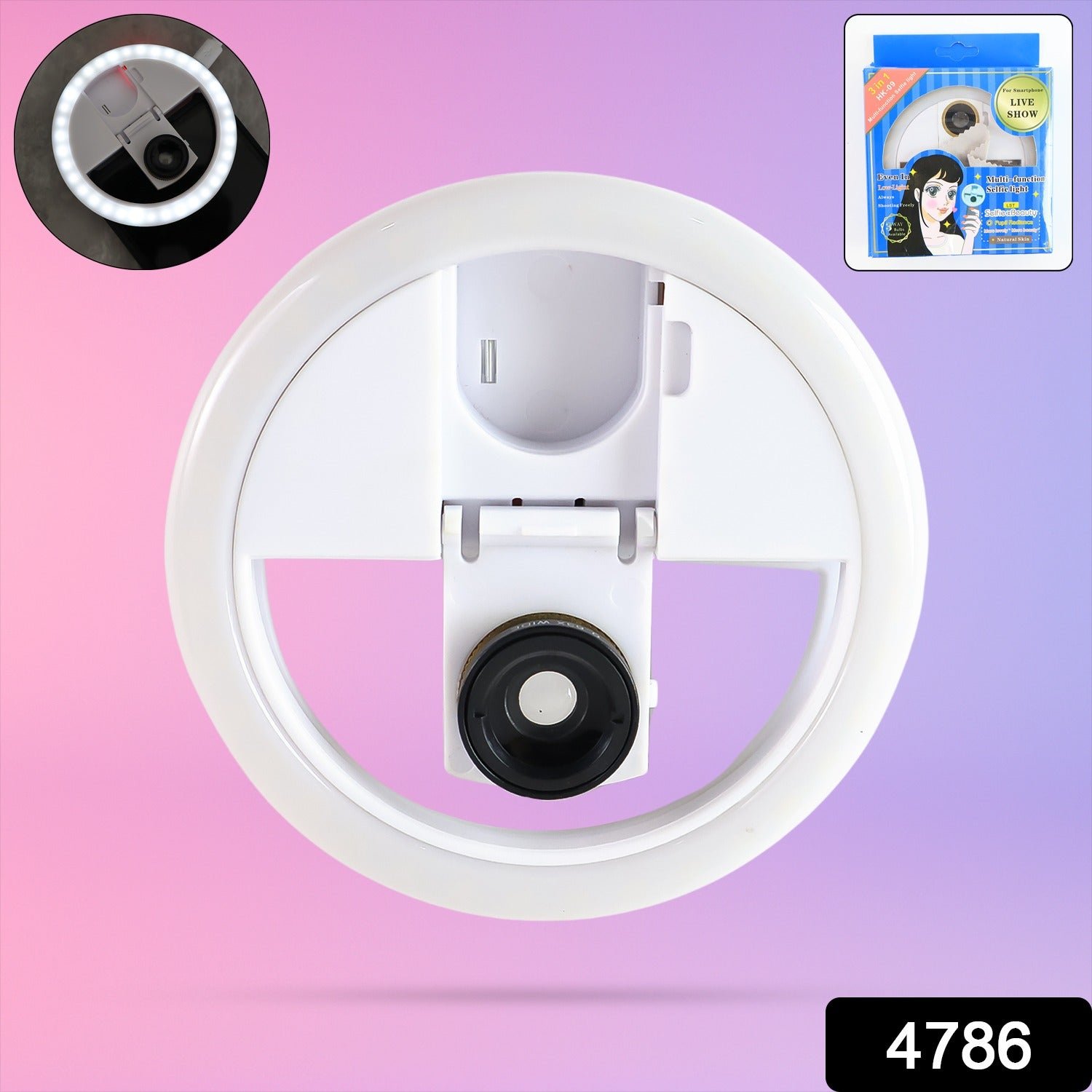 Selfie Flash Ring Light with 3 Level of Brightness (1 Pc)