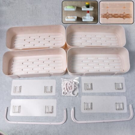 Multipurpose Kitchen Bathroom Wall Corner Shelf Rack (4 Pcs Set)