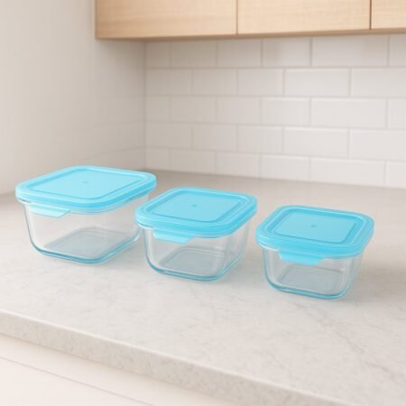 Premium Quality 3-Piece Square Glass Food Storage Container / Bowl Set