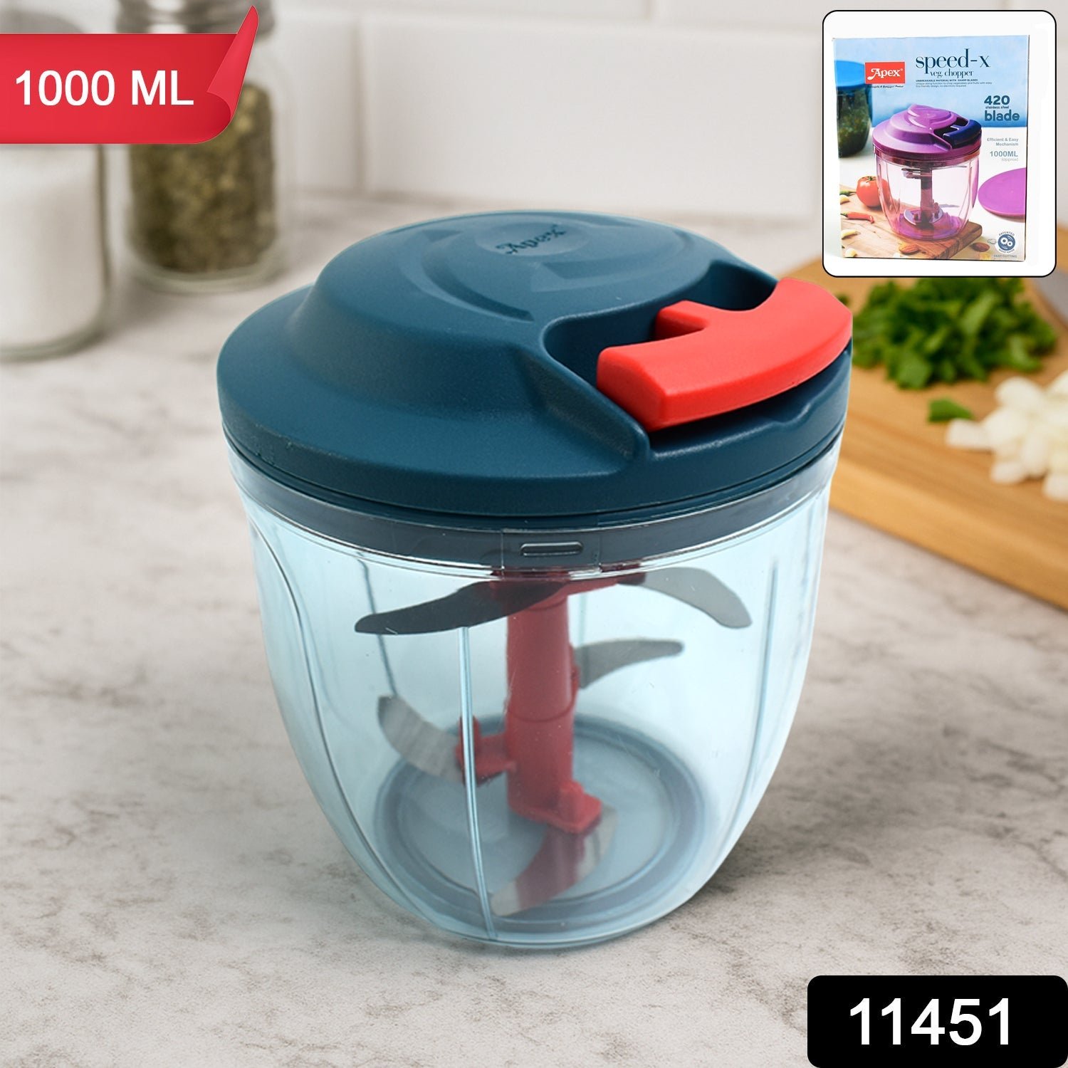 Apex Speed-X Hand-Powered Vegetable Chopper (1000 ML)